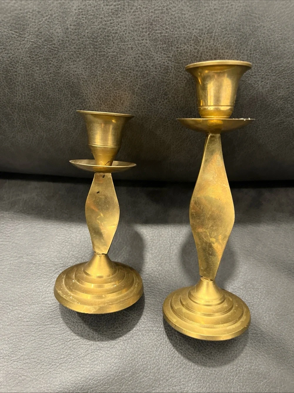 Brass Twist Candlestick Holders - Set of 2